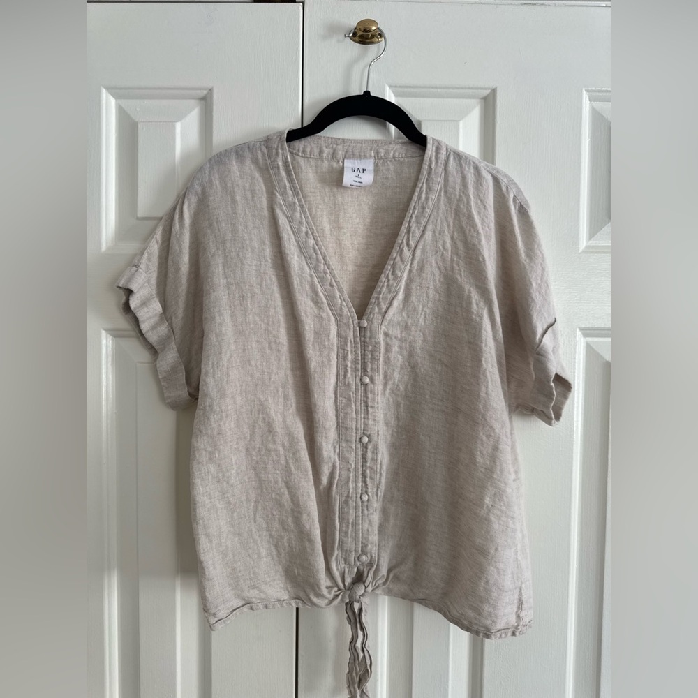GAP Women's Natural 100% Linen Blouse